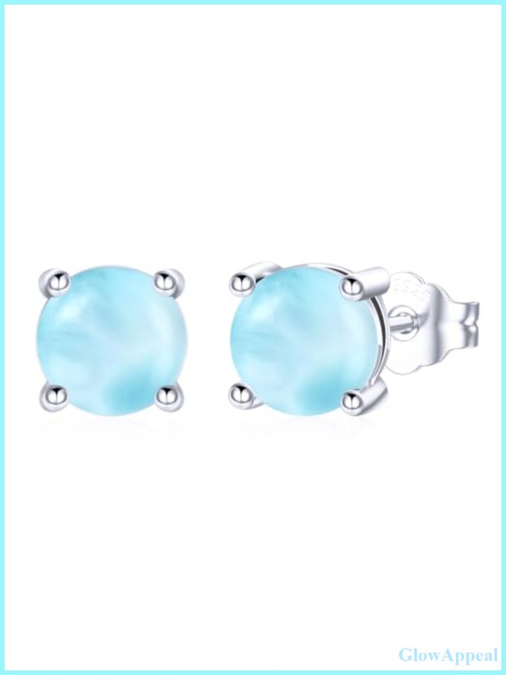 925 Sterling Silver Larimar Stud Earrings Dainty Gemstone Gift for Her